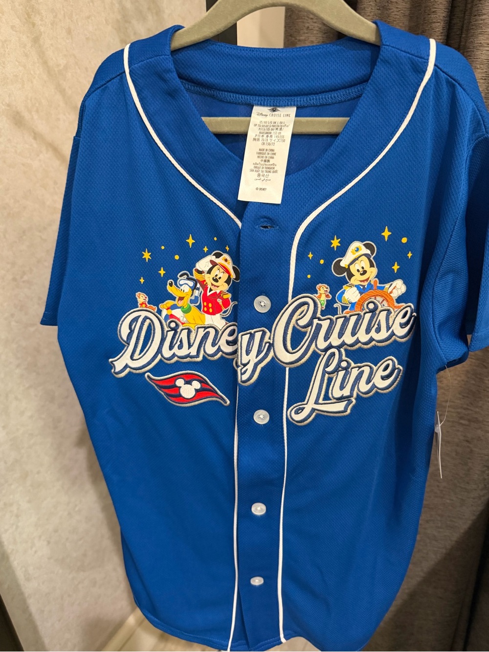 Disney Cruise Line Kids' Blue Button-Up Baseball Tee NWT size large